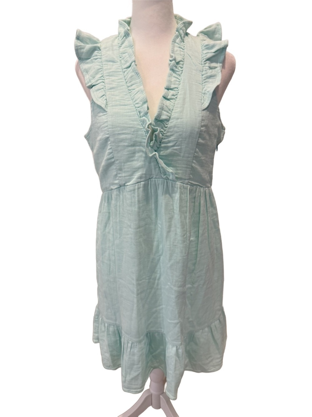 Vineyard Vines Ruffled V-Neck Sleeveless Sundress in Mint. NWT. Size XS